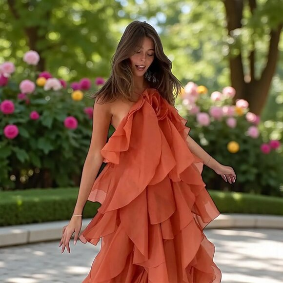 Pandorea Layered Maxi Dress - Coral Clay - Picture 2 of 10